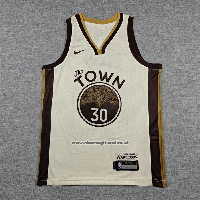 Maglia Bambino Golden State Warriors Stephen Curry No 30 Citta 2025-26 Crema